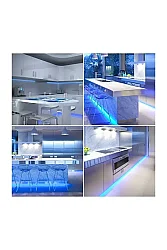 ACK AS01-00306 Mavi Üç Çip 60 Ledli Silikonsuz İç Mekan Şerit Led 12 Volt 14.4 Watt 5 METRE - 4