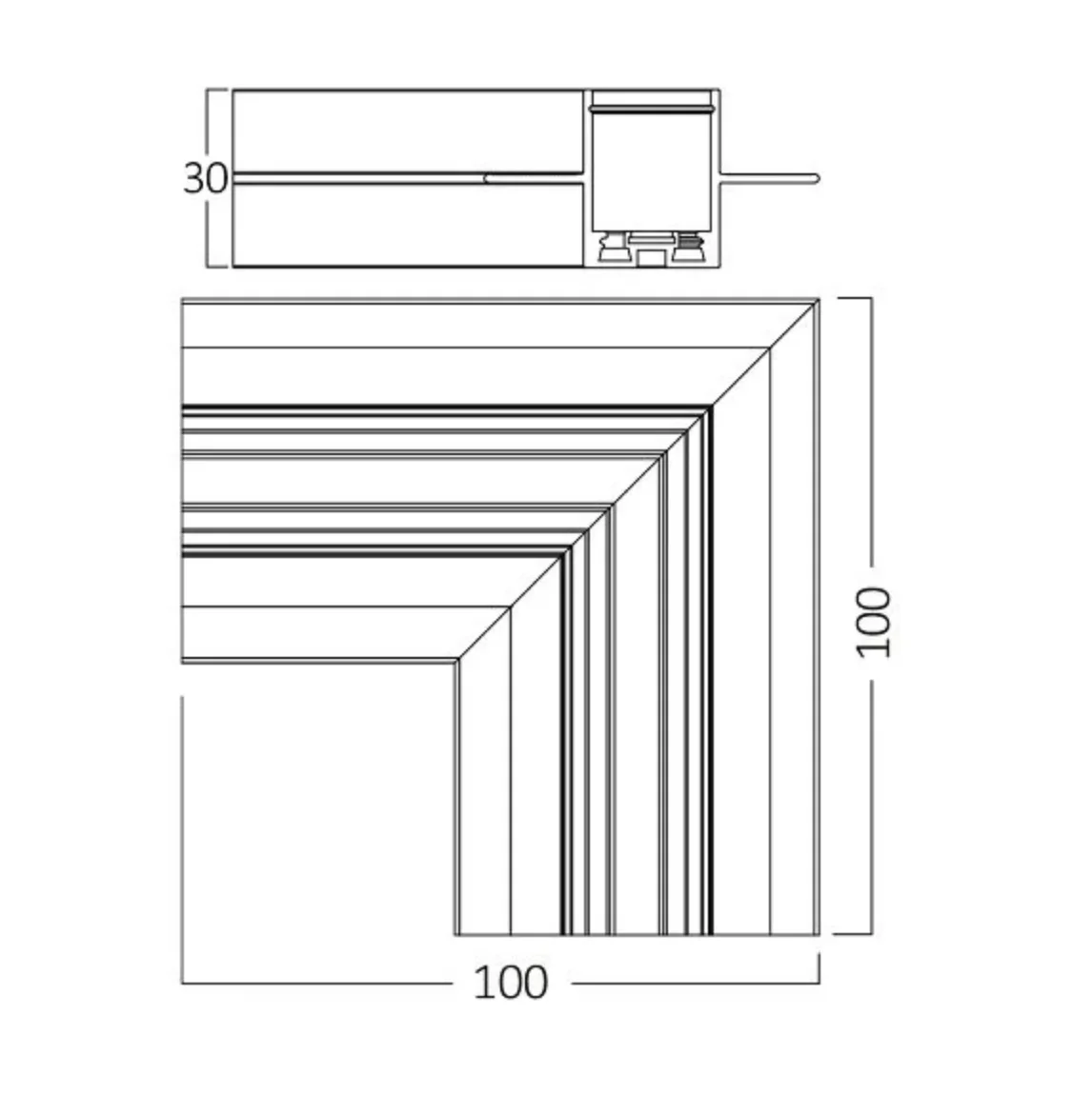 Braytron BY41-10511 Ultra Slim Sıva Altı Magnet Ray Tavan Köşe Dönüş Aparatı - Thumbnail