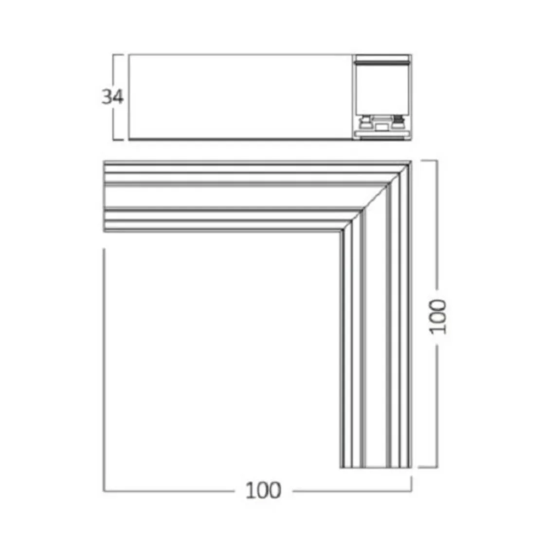 Braytron BY41-105611 Ultra Slim Sıva Üstü Magnet Ray Tavan Köşe Dönüş Aparatı 