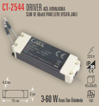 CT-2544 Led Panel Driver Acil Kit 3-60w