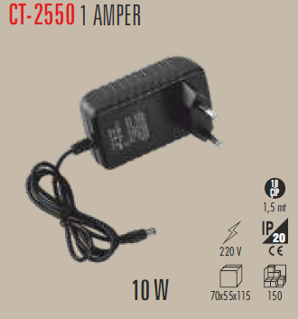 CT-2550 Adaptör 12v 1a