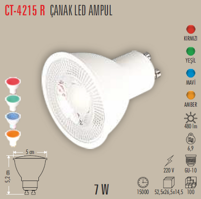 CT-4215 R Çanak Led Ampul 7w