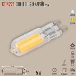 CT-4221 G-4 Kapsül Cob Led Ampul 220v 5w - Thumbnail