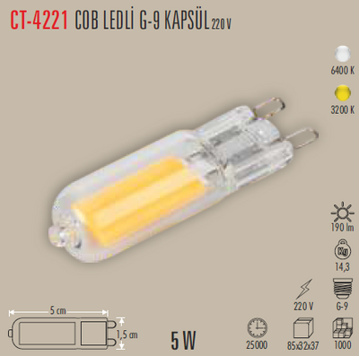 CT-4221 G-4 Kapsül Cob Led Ampul 220v 5w