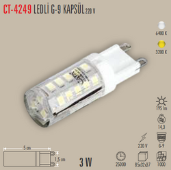 CT-4249 G-4 Kapsül Led Ampul 220v 3w - Thumbnail