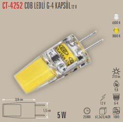 CATA - CT-4252 G-4 Kapsül Cob Led Ampul 12v 5w (1)