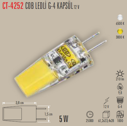 CT-4252 G-4 Kapsül Cob Led Ampul 12v 5w - Thumbnail