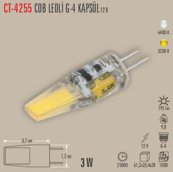 CATA - CT-4255 G-4 Kapsül Cob Led Ampul 12v 3w (1)