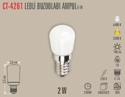 CATA - CT-4261 Ledli Buzdolabı Ampul 2w (1)