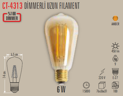 CT-4313 Dimmerli Uzun Fılament Rustik Ampul 6w - Thumbnail