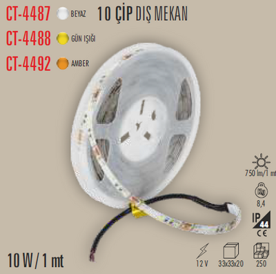 CT-4487 10 Çip Dış Mekan Şerit Led 5 Metre