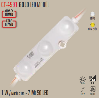 CT-4591 Gold Modül Led 12v 1w