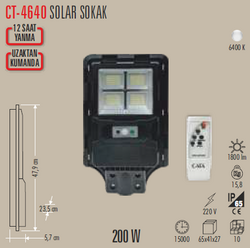 CATA - CT-4640 Solar Sokak Armatür 200w (1)