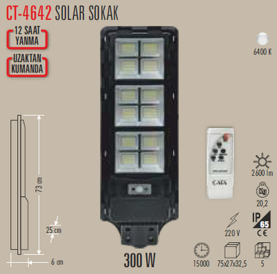 CT-4642 Solar Sokak Armatür 300w