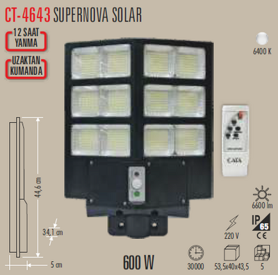 CT-4643 Solar Led Projektör 600w