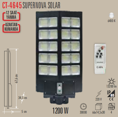 CT-4645 Solar Sokak Armatür 1200w