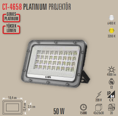 CT-4658 Platinium Led Projektör 50w