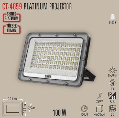 CT-4659 Platinium Led Projektör 100w