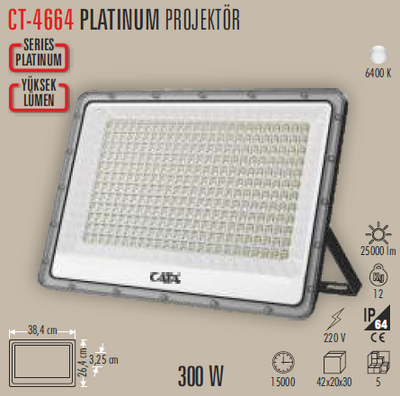 CT-4664 Platinium Led Projektör 300w