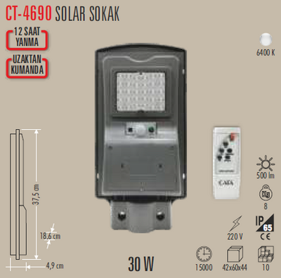 CT-4690 Solar Sokak Armatür 30w
