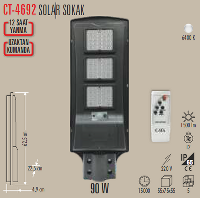 CT-4692 Solar Sokak Armatür 90w