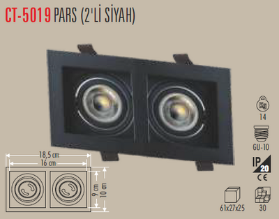 CT-5019 Pars 2'li Sıva Altı Armatür Boş Kasa