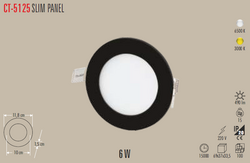 CT-5125 Slim Led Panel Siyah Kasa 6w - Thumbnail