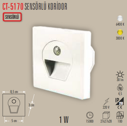 CATA - CT-5170 Sensörlü Koridor Led Spot Beyaz (1)