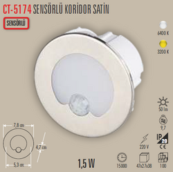 CATA - CT-5174 Sensörlü Koridor Led Spot Satin (1)