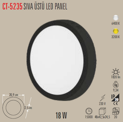 CATA - CT-5235 Sıva Üstü Led Panel Siyah Kasa 18w (1)