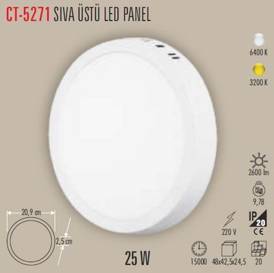 CT-5271 Sıva Üstü Led Panel 25w