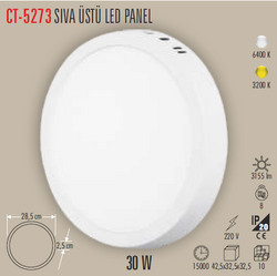 CT-5273 Sıva Üstü Led Panel 30w - Thumbnail