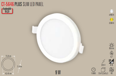 CT-5646 Plus Slim Led Panel 9w