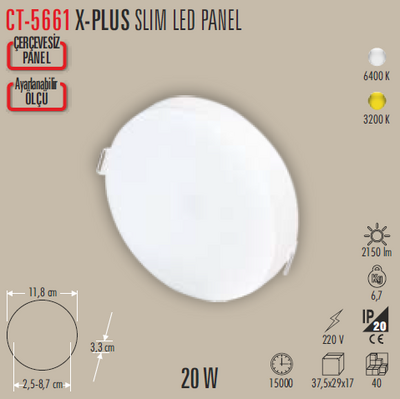CT-5661 X-Plus Slim Led Panel 20w
