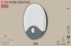 CATA - CT-7092 Palermo Sensörlü Led Aplik 20w (1)