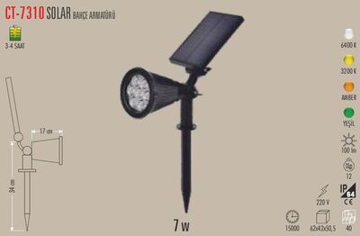 CT-7310 Solar Bahçe Çim Armatür 7w