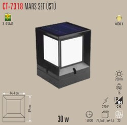 CATA - CT-7318 Mars Solar Bahçe Set Üstü Armatür 30w (1)