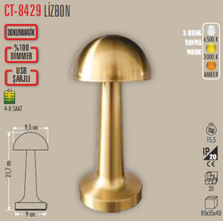 CT-8429 Lizbon Ledli Şarjlı Masa Lambası - Thumbnail