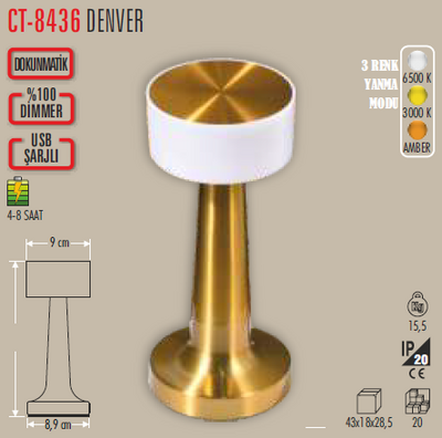 CT-8436 Denver Ledli Şarjlı Masa Lambası