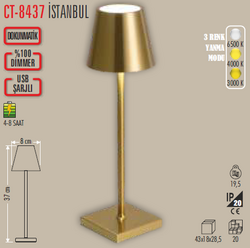 CT-8437 İstanbul Ledli Şarjlı Masa Lambası - Thumbnail