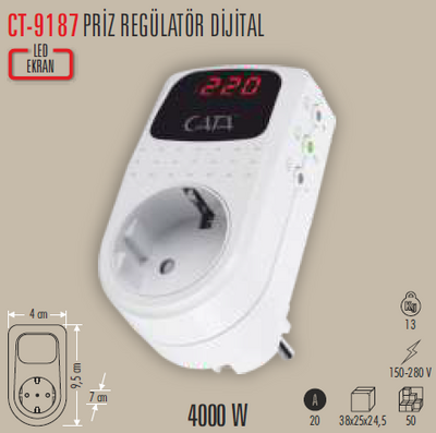 CT-9187 Priz Regülatör Dijital