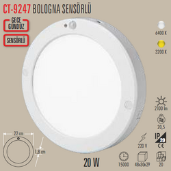 CT-9247 Bologna Sensörlü Led Armatür 20w - Thumbnail