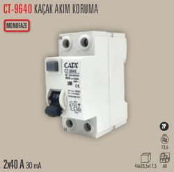 CATA - CT-9640 Monofaze Kaçak Akım Rolesi 2x40a 30Ma (1)