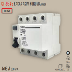 CT-9645 Trifaze Kaçak Akım Yangın Rolesi 4x63a 300Ma - Thumbnail