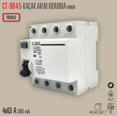 CT-9645 Trifaze Kaçak Akım Yangın Rolesi 4x63a 300Ma