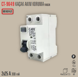 CT-9649 Monofaze Kaçak Akım Yangın Rolesi 2x25a 300Ma - Thumbnail