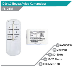 FL-2118 Dörtlü Beyaz Avize Kumandası - Thumbnail