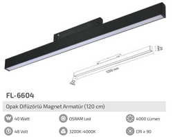 FL-6604 40W Opak Difüzörlü Magnet Armatür - Thumbnail