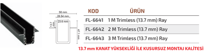 FL-6641 1 Metre Trimless Sıva Altı Magnet Ray