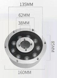 Havuz Fıskiye Armatürü Epoksili / Paslanmaz Çelik / 9 Watt / Yuvarlak / SIVA ALTI / IP68 / 12/24 VOLT - Thumbnail